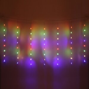 Светодиодная гирлянда на окно Звездочки 3*1 м, 80 разноцветных LED ламп, прозрачный ПВХ, контроллер, IP20 Serpantin фото 1