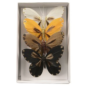 Елочное украшение Бабочки Осенние 11 см 4 шт на проволоке Kaemingk фото 1