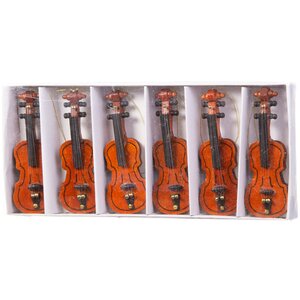 Набор деревянных елочных игрушек Скрипки Страдивари 9 см, 6 шт, подвеска Breitner фото 6