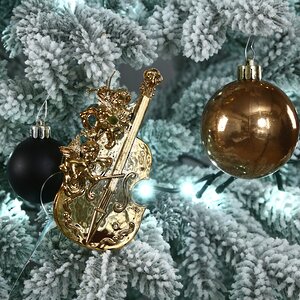 Искусственная елка с гирляндой и игрушками Финская: Christmas Jazz заснеженная 180 см, 540 холодных белых LED, контроллер, ЛИТАЯ 100% Winter Deco фото 8