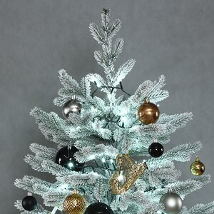 Искусственная елка с гирляндой и игрушками Финская: Christmas Jazz заснеженная 180 см, 540 холодных белых LED, контроллер, ЛИТАЯ 100% Winter Deco фото 9
