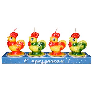 Набор сувенирных свечей Петушки, 4 шт Омский Свечной фото 1