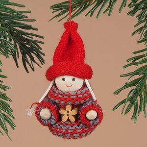Деревянная ёлочная игрушка Девочка Лоли в красной шапочке 8 см, подвеска Breitner фото 1
