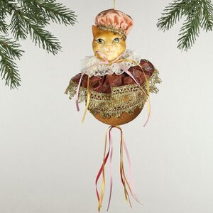 Елочная игрушка Кот Микаэль в шапочке 18 см, подвеска Christmas Deluxe фото 2
