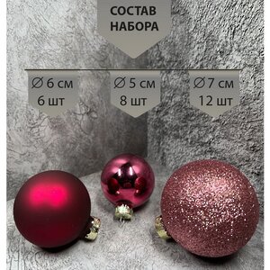 Набор стеклянных шаров Blanchett - Rosa Fascino 5-7 см, 26 шт Christmas Deluxe фото 4
