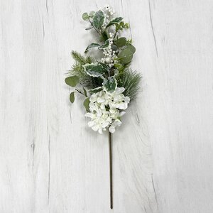 Хвойная ветка с белыми ягодами и цветами Флори - White Berry 70 см, ЛЕСКА Christmas Deluxe фото 6