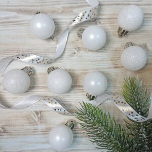 Набор пластиковых шаров Блеск 3 см белый, 14 шт Winter Deco фото 3