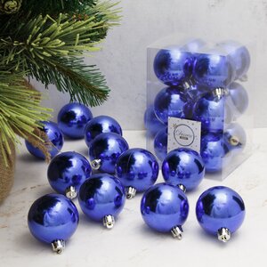 Набор пластиковых глянцевых шаров 6 см синий королевский, 12 шт Kaemingk фото 1