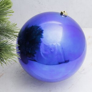 Пластиковый глянцевый шар 25 см, синий королевский Kaemingk фото 1