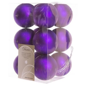Набор пластиковых матовых шаров 6 см фиолетовый бархат, 12 шт Kaemingk/Winter Deco фото 2