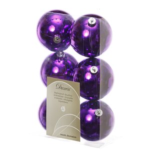 Набор пластиковых глянцевых шаров 8 см фиолетовый бархат, 6 шт Kaemingk/Winter Deco фото 1