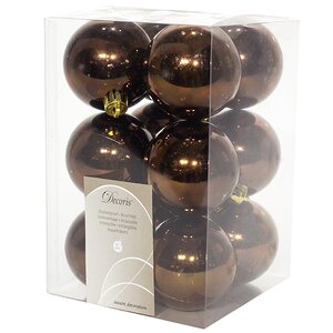 Набор пластиковых глянцевых шаров 6 см шоколад, 12 шт Kaemingk/Winter Deco фото 1