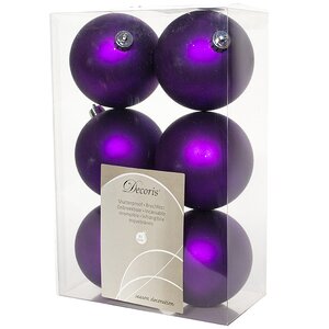 Набор пластиковых матовых шаров 8 см фиолетовый, 6 шт Kaemingk/Winter Deco фото 1
