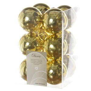 Набор пластиковых глянцевых шаров 6 см золотой, 12 шт, 2 сорт Kaemingk фото 1