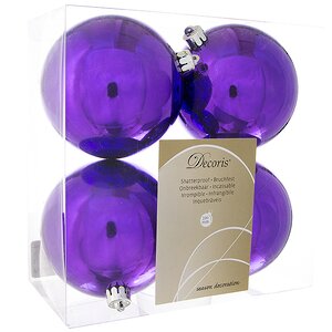 Набор пластиковых глянцевых шаров 10 см фиолетовый, 4 шт Kaemingk фото 1