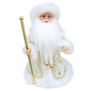 Игрушка музыкальная Дед Мороз в бело-золотом кафтане 40 см на батарейках Новогодняя Сказка фото 1