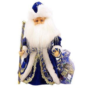 Игрушка музыкальная Дед Мороз в синем кафтане 30 см на батарейках Новогодняя Сказка фото 1