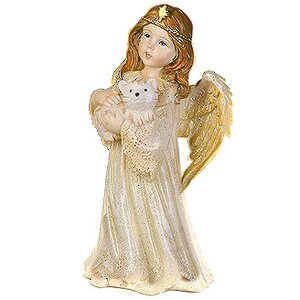 Статуэтка "Ангел в золотисто-бежевом платье с котенком", 13*7*5 см Holiday Classics фото 1