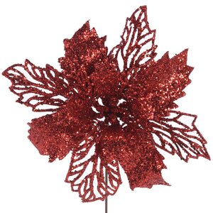 Искусственная пуансеттия на стебле Fleur Delacour 23*14 см рубиновая Koopman фото 1