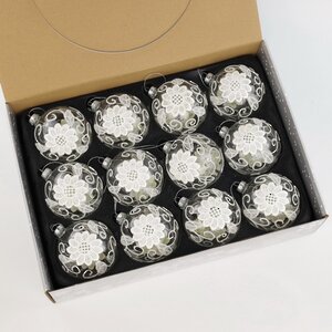 Набор стеклянных шаров Снежное Кружево 8 см, 12 шт уцененный Koopman фото 2