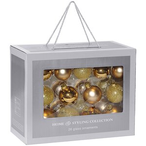 Набор стеклянных шаров Золотой Чемоданчик mix, 26 шт, 5-6 см Koopman фото 1