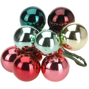 Гроздь стеклянных шаров на проволоке 2.5 см рождественский mix, 10 шт Koopman фото 1