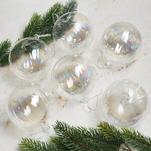 Набор стеклянных шаров Pearl 10 см, 9 шт, прозрачный перламутр Koopman фото 1