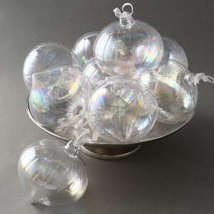 Набор стеклянных елочных шаров Cipolla de la Perlo 10 см, 9 шт, прозрачный перламутр Koopman фото 1