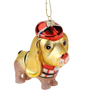 Елочная игрушка "Собака Модница в кепке", 12*9 см, стекло, подвеска Koopman фото 1