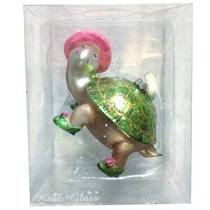 Елочная игрушка Модная Зверушка Черепашка 13 см, стекло, подвеска Koopman фото 1