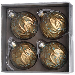 Набор винтажных елочных шаров Королевский 6 см золото с патиной, 4 шт, стекло Koopman фото 1