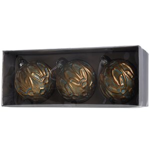 Набор винтажных елочных шаров Королевский 8 см золото с платиной, 3 шт, стекло Koopman фото 2