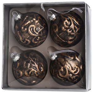 Набор винтажных елочных шаров Королевский 6 см черно-золотые, 4 шт, стекло Koopman фото 1