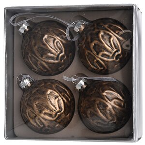 Набор винтажных елочных шаров Королевский 6 см черно-золотые, 4 шт, стекло Koopman фото 2