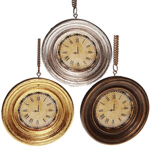 Елочное украшение Антикварные Часы 9.5 см серебряные, подвеска Goodwill фото 2