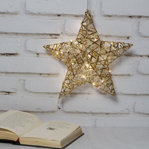Светодиодная фигура Звезда Дженарро - Golden Gloss 30 см, 20 теплых белых LED ламп, на батарейках, IP20 Koopman фото 1