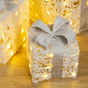 Светящиеся подарки под елку Woodwart 17-30 см, 3 шт, теплые белые LED лампы, таймер, на батарейках Koopman фото 2