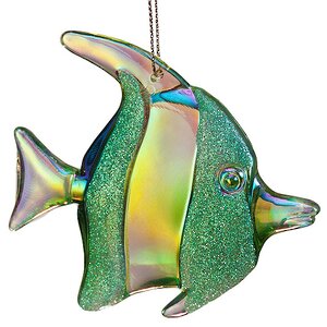 Елочная игрушка "Рыбка тропическая", 10*7 см, зеленый с голографией, подвеска Holiday Classics фото 1