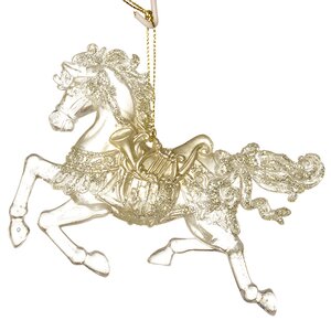Елочная игрушка Лошадь 12*10 см жемчужно-золотая, подвеска Holiday Classics фото 2