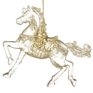 Елочная игрушка Лошадь 12*10 см жемчужно-золотая, подвеска Holiday Classics фото 3