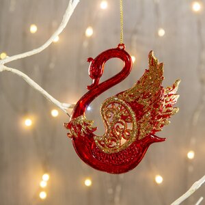 Елочная игрушка Царевна-Лебедь 7*12 см красная с золотым, подвеска Holiday Classics фото 2
