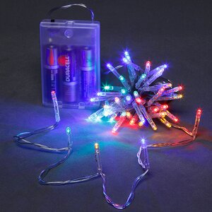 Светодиодная гирлянда на батарейках 3 м, 30 разноцветных LED ламп, прозрачный ПВХ, IP20 Koopman фото 1