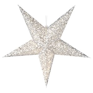Светящаяся Звезда Капелла из бумаги 60 см бело-серебряная 10 теплых белых мини LED ламп, батарейки Koopman фото 1