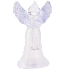Светящаяся елочная игрушка Ангел Иоганно с перламутровыми крыльями 12 см на батарейке, RGB LED подсветка, подвеска Koopman фото 4