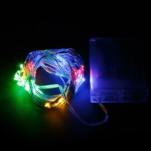 Гирлянда на елку Лучи Росы 8*0.45 м, 40 разноцветных мини LED ламп, серебряная проволока, батарейки, IP20 Koopman фото 2