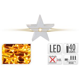 Светодиодная гирлянда Капельки Звездочки на батарейках 40 экстра теплых белых мини LED ламп 2 м, золотая проволока Koopman фото 1