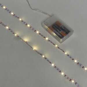 Светодиодная лента на батарейках Shine 1 м, 30 теплых белых LED ламп, на липучке, IP20 Koopman фото 1