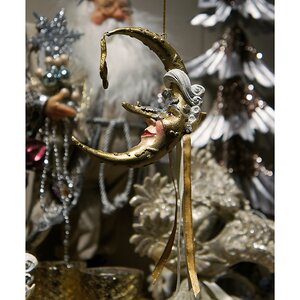 Елочное украшение Месяц - в Маске Вивальди 13 см золотой, подвеска Goodwill фото 2