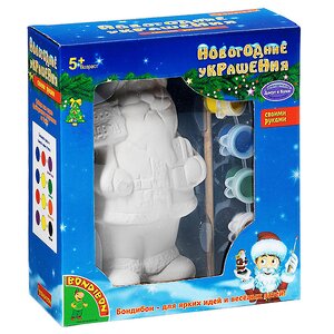 Набор для раскрашивания Елочная игрушка - Дед Мороз 14 см, керамика Bondibon фото 1