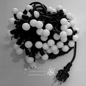 Светодиодная гирлянда Большие Шарики 100 холодных белых LED ламп 10 м, черный ПВХ, соединяемая, IP44 BEAUTY LED фото 3